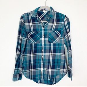 Aeropostale | Blue Plaid Flannel Button Up Top